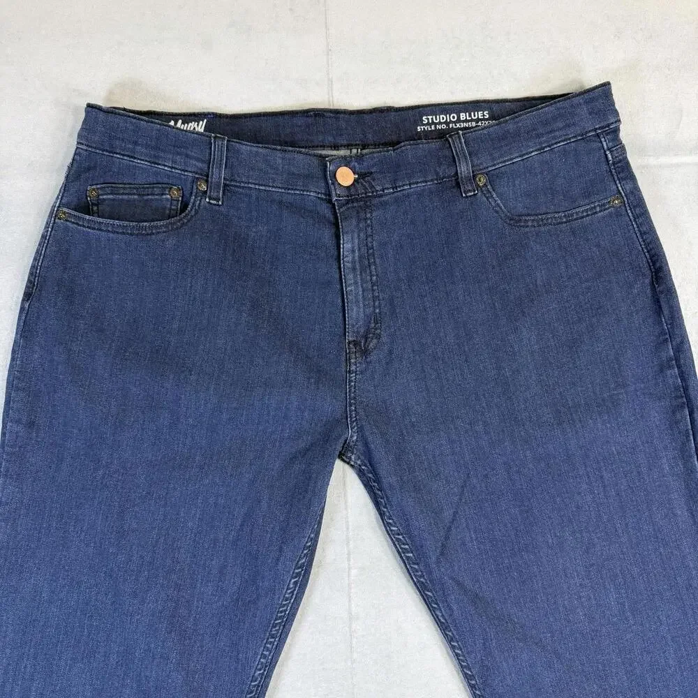 Mugsy Jeans Mens 42x30 Blue Studio Blues FLX3NSB Slim Straight Stretch Denim